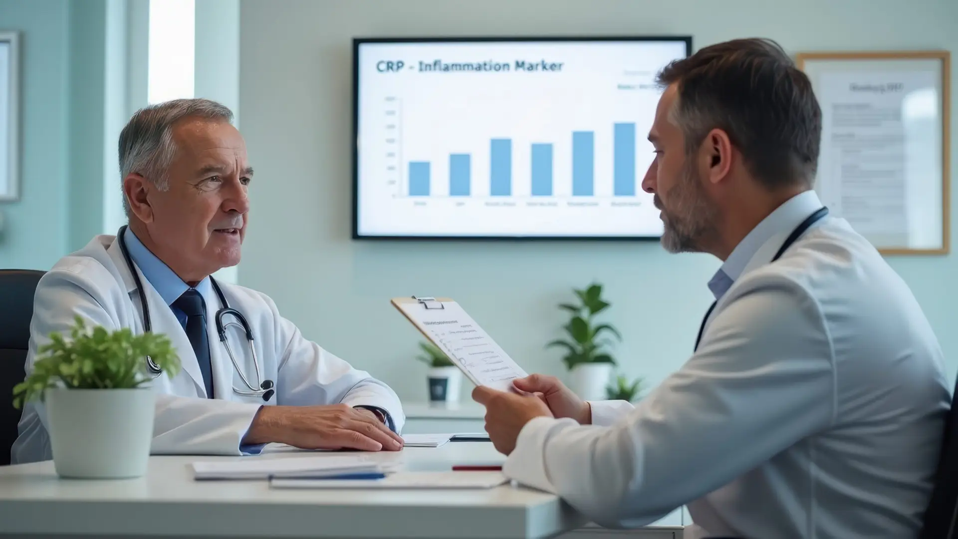 Patient consulting a doctor to understand CRP test results and inflammation markers